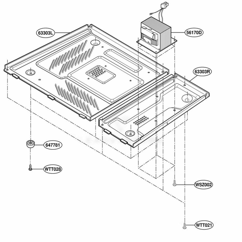 Base Plate Parts Diagram and Parts List for MA1117W M1EGSE LG Range