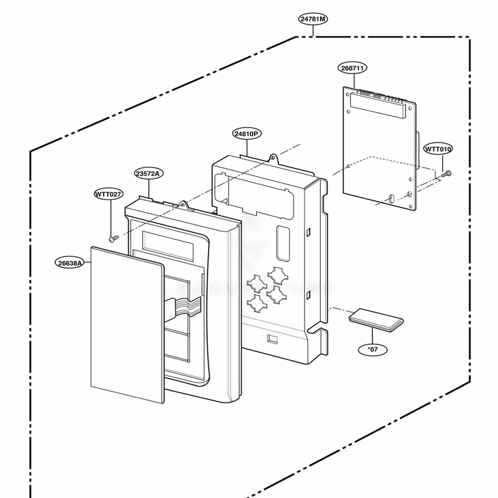 Controller Parts Diagram and Parts List for MH7130XEB3 B3EWRP LG Range