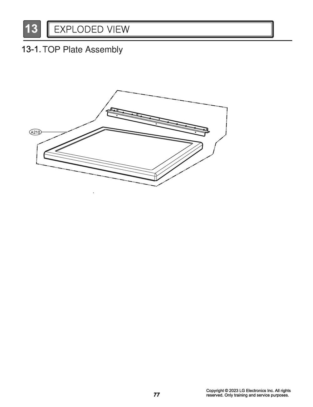 Top Plate Assembly Diagram and Parts List for DLEX5500W ABWEUUS LG Dryer