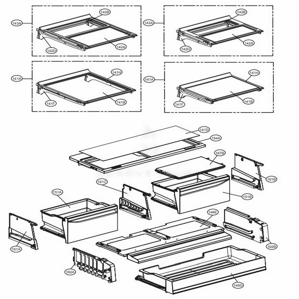 Refrigerator Parts Diagram and Parts List for 74042 ASWCSE2 LG Refrigerator