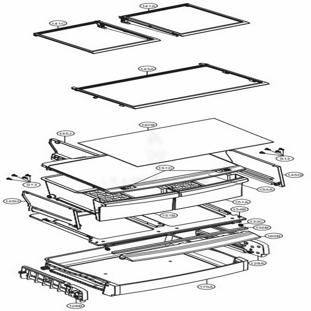Refrigerator Parts Diagram and Parts List for 79042 ASWCSE3 LG Refrigerator