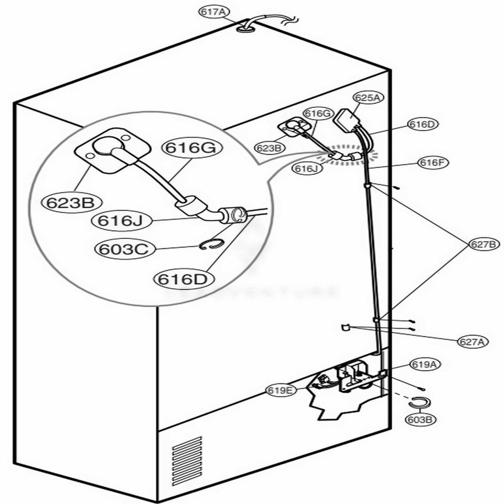 Valve And Water Tube Parts Diagram and Parts List for 79737 ABS4SER LG Refrigerator
