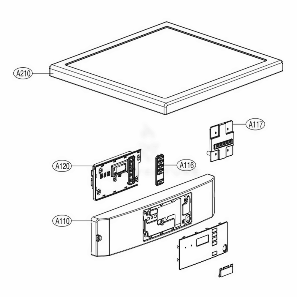 Control Panel And Plate Assembly Diagram and Parts List for GDL1329CGW3 ASSEELC LG Washer