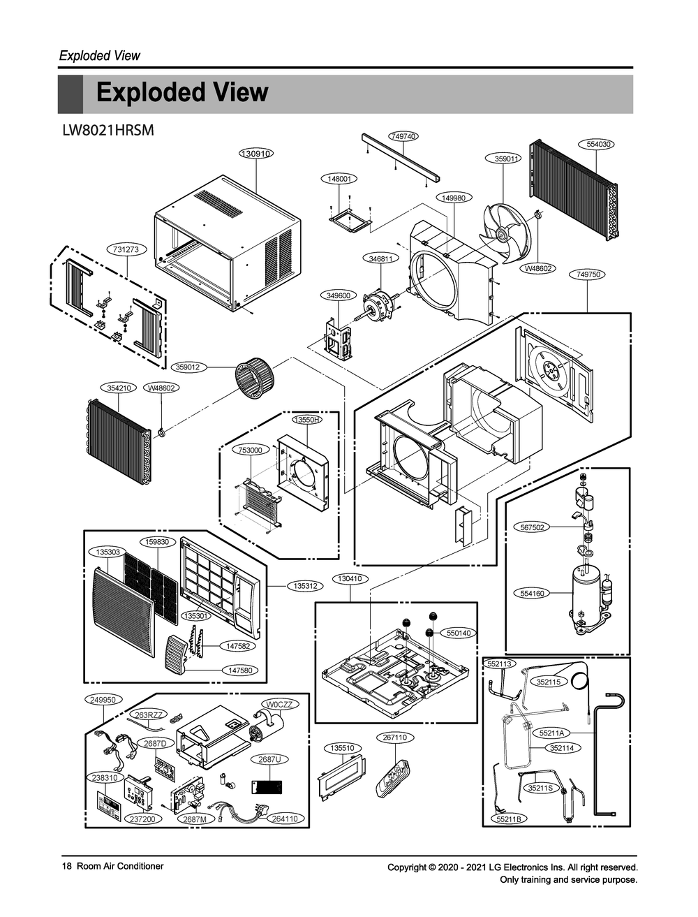 Lw8o21hrsm Diagram and Parts List for LW8021HRSM AT1AHDP LG Air Conditioner