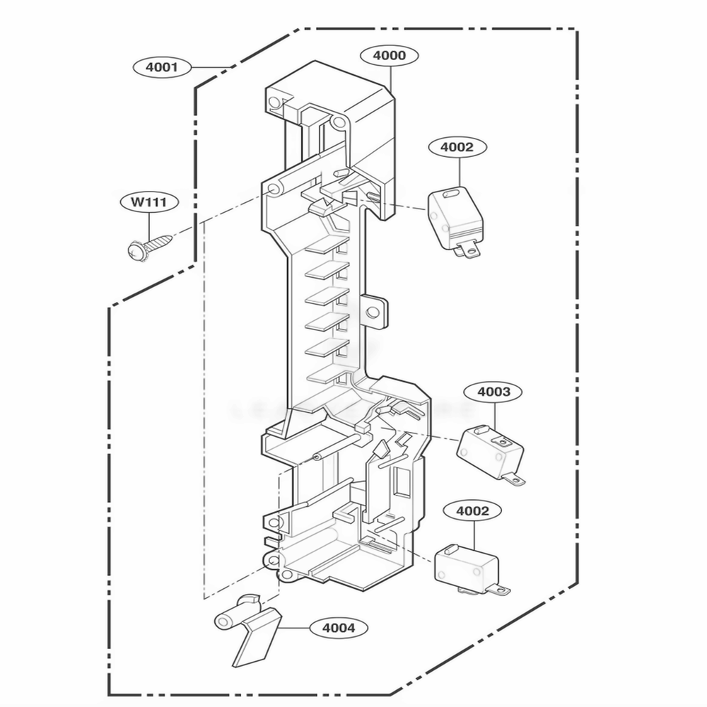 Latch Board Parts Diagram and Parts List for JMV8196ACB ABKEJEC LG Range