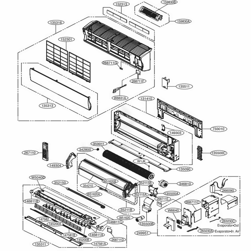 Main Diagram and Parts List for LMN248HVT EWHBEUS LG Air Conditioner