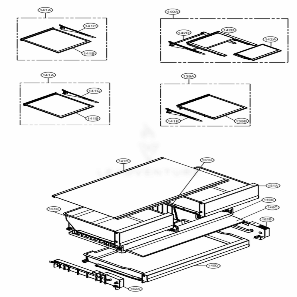 Refrigerator Parts Diagram and Parts List for 73105 ASTCSE0 LG Refrigerator
