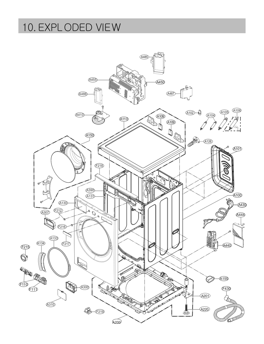 Exploded View Diagram and Parts List for WM6900HBA ABLEEUS LG Washer
