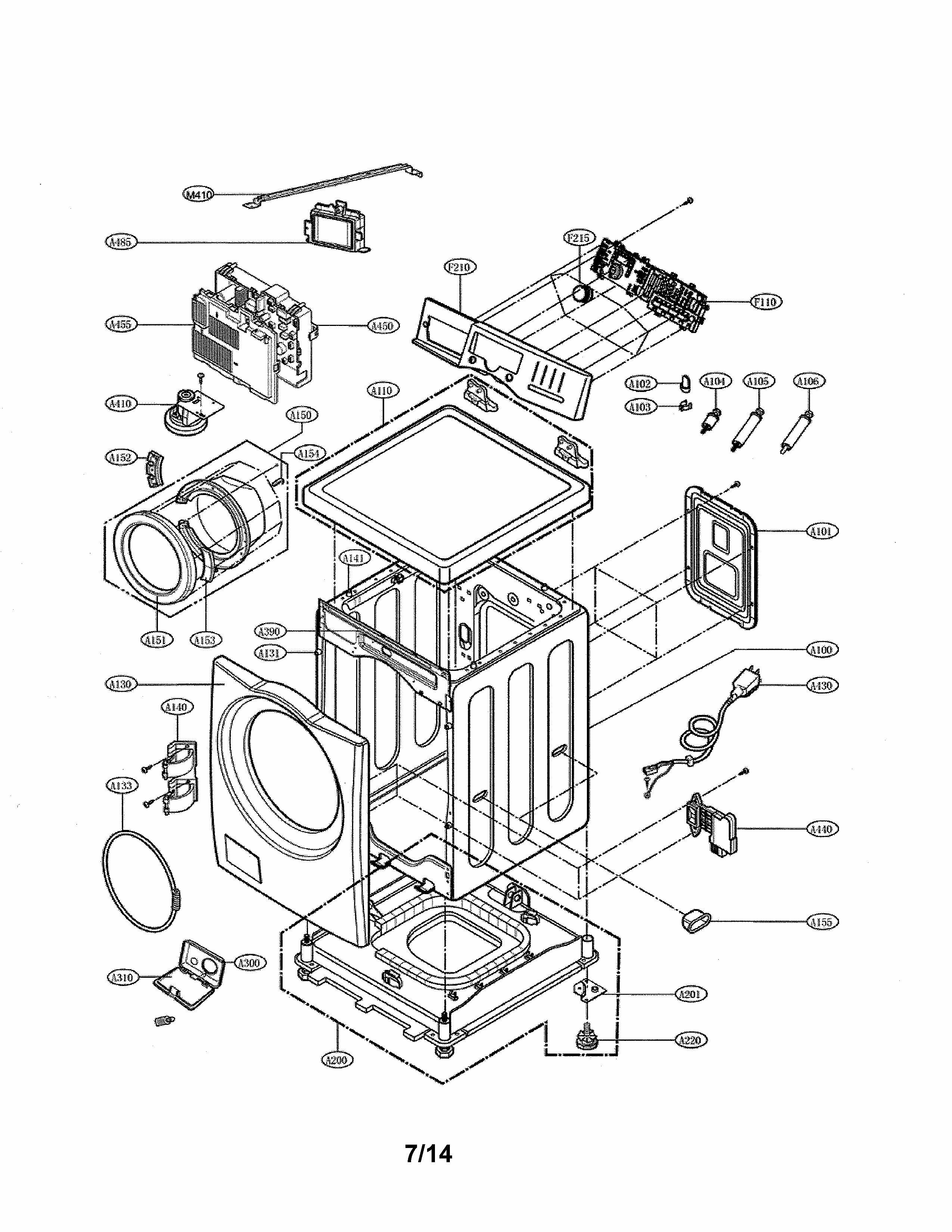 Cabinet/control Panel Diagram and Parts List for 79641373211  Kenmore Washer