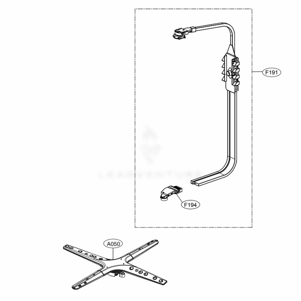Water Guide Assembly Diagram and Parts List for LDPS6844AS ASSESNA LG Dishwasher
