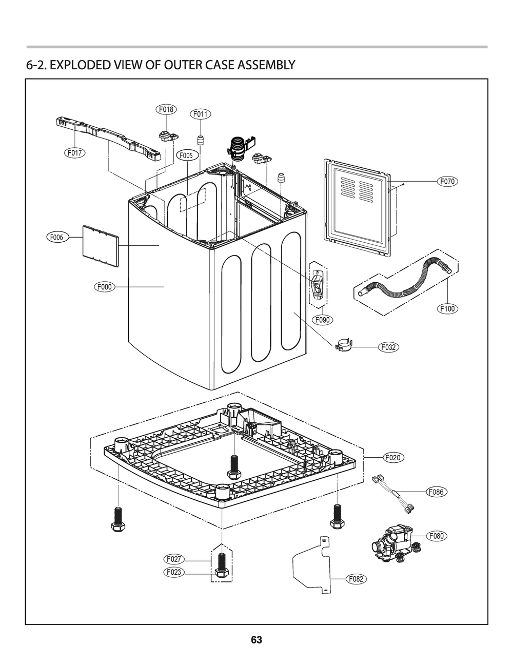 Outer Case Assembly Diagram and Parts List for T1772HFFSTD ABSETUS LG Washer