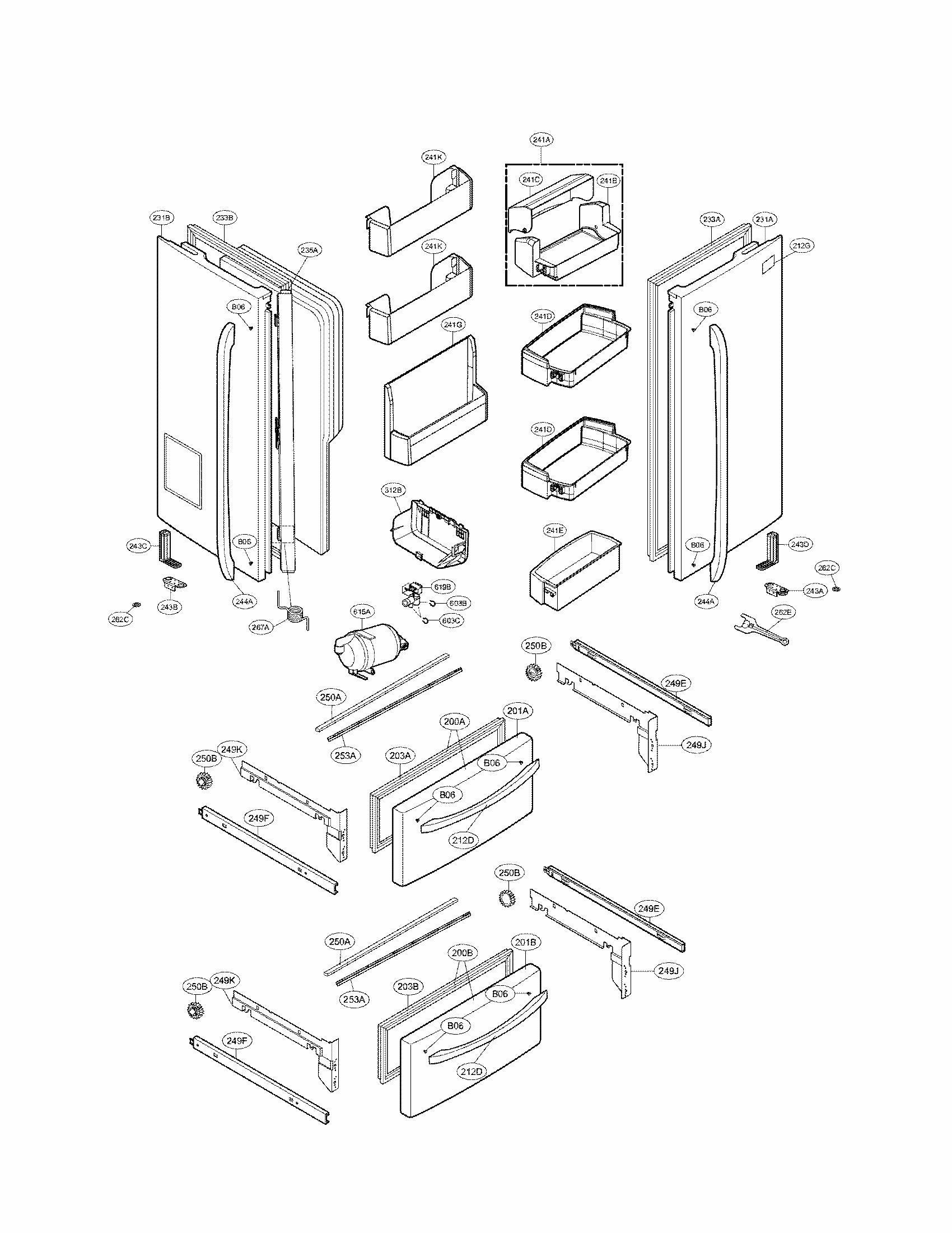 Door Parts Diagram and Parts List for 79571099111  Kenmore Refrigerator