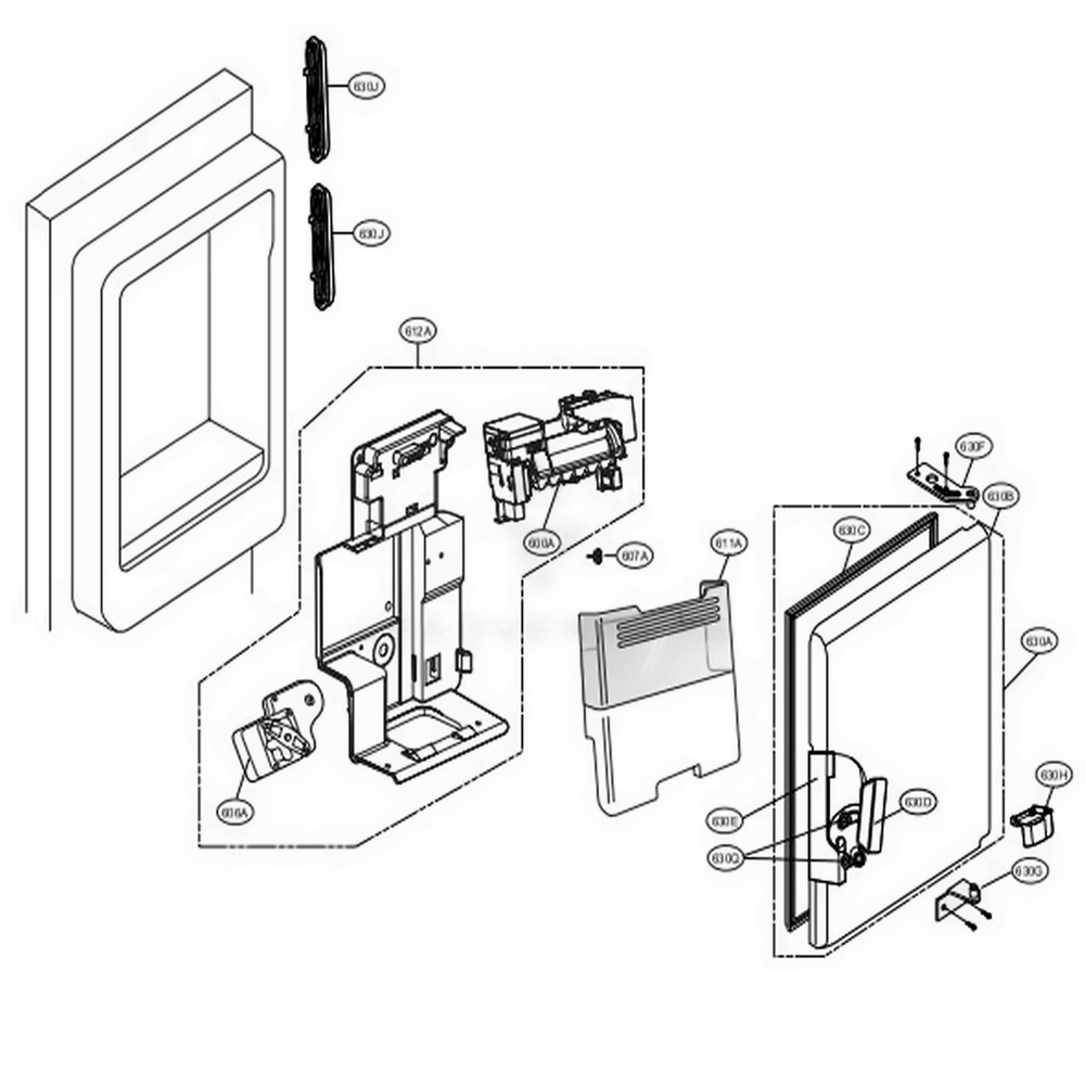 Ice Bin Parts Diagram and Parts List for LFX25974ST ASTCNA7 LG Refrigerator