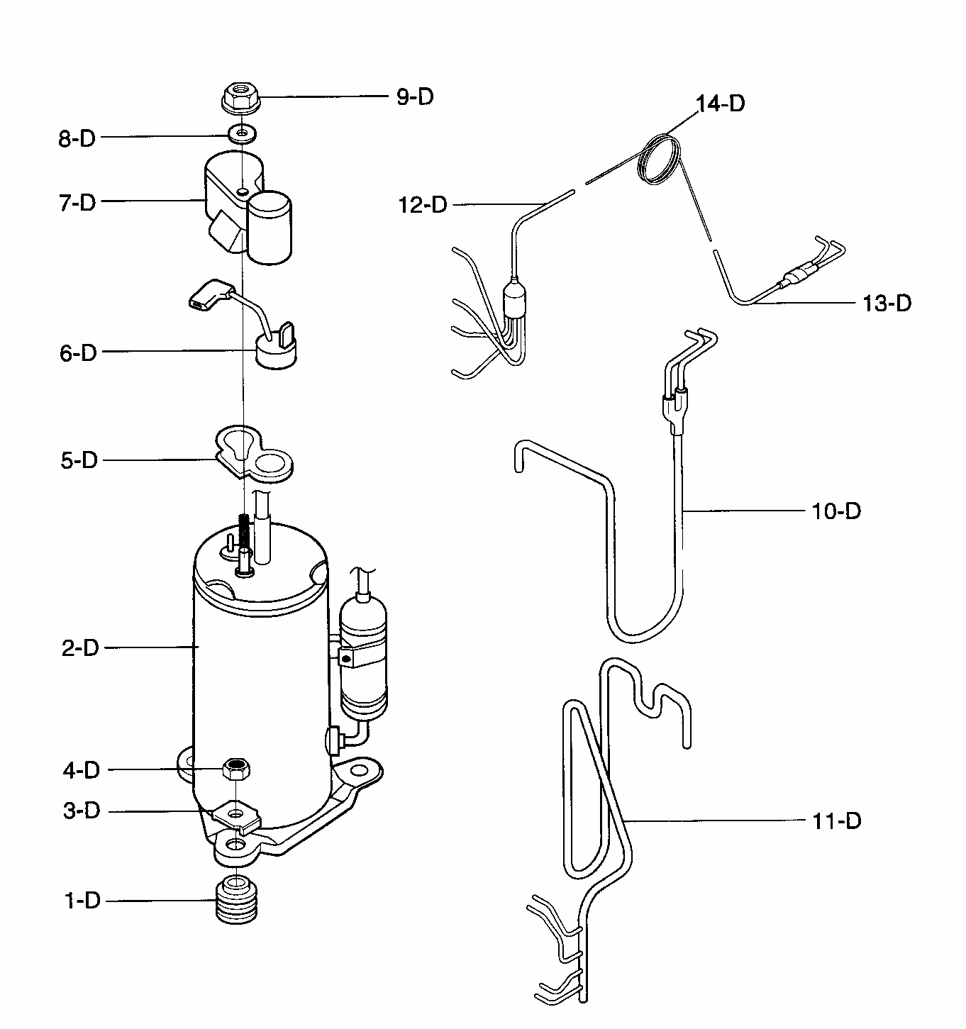 Compressor Parts Diagram and Parts List for 58076100700  Kenmore Air Conditioner