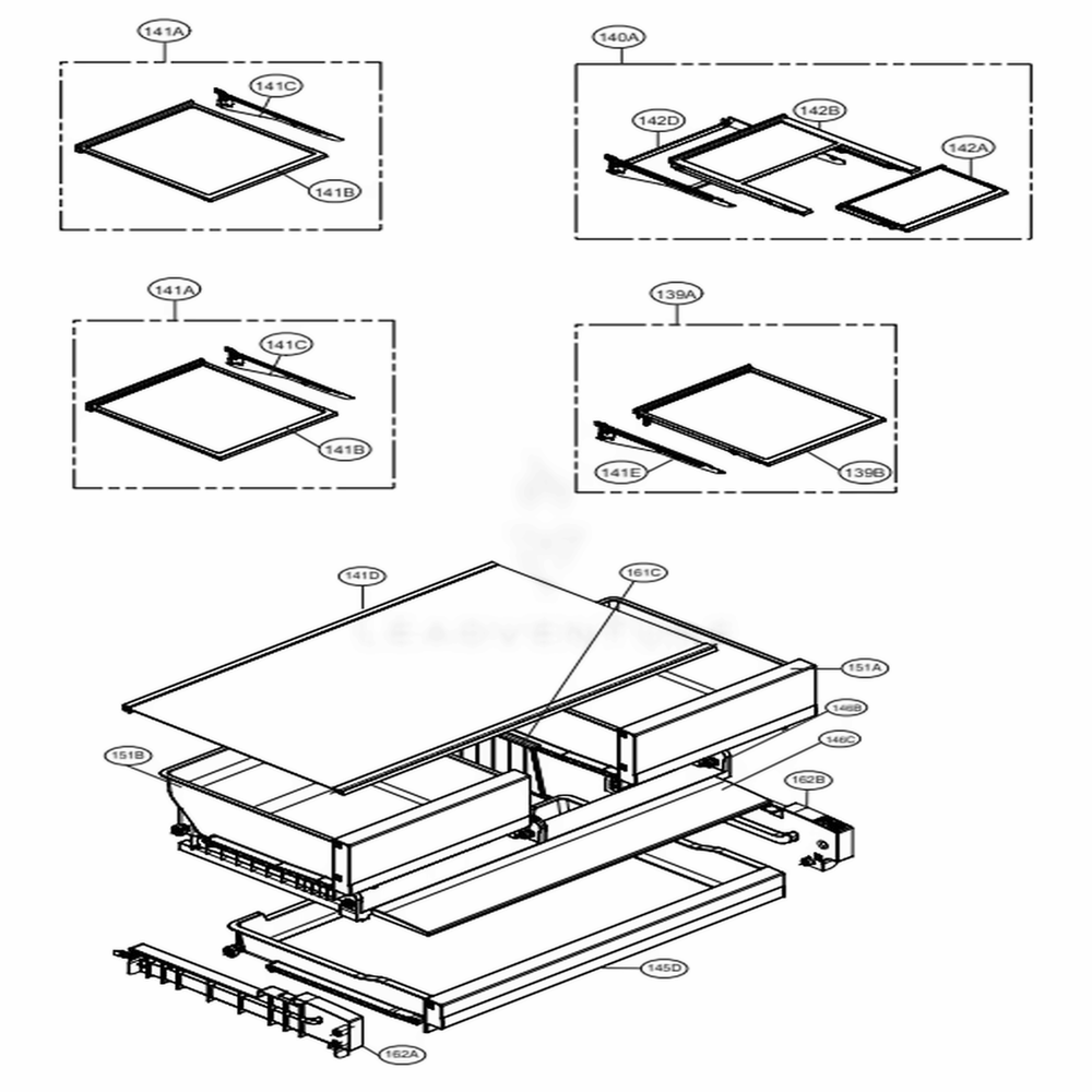 Refrigerator Parts Diagram and Parts List for 72595 ASTCSE0 LG Refrigerator