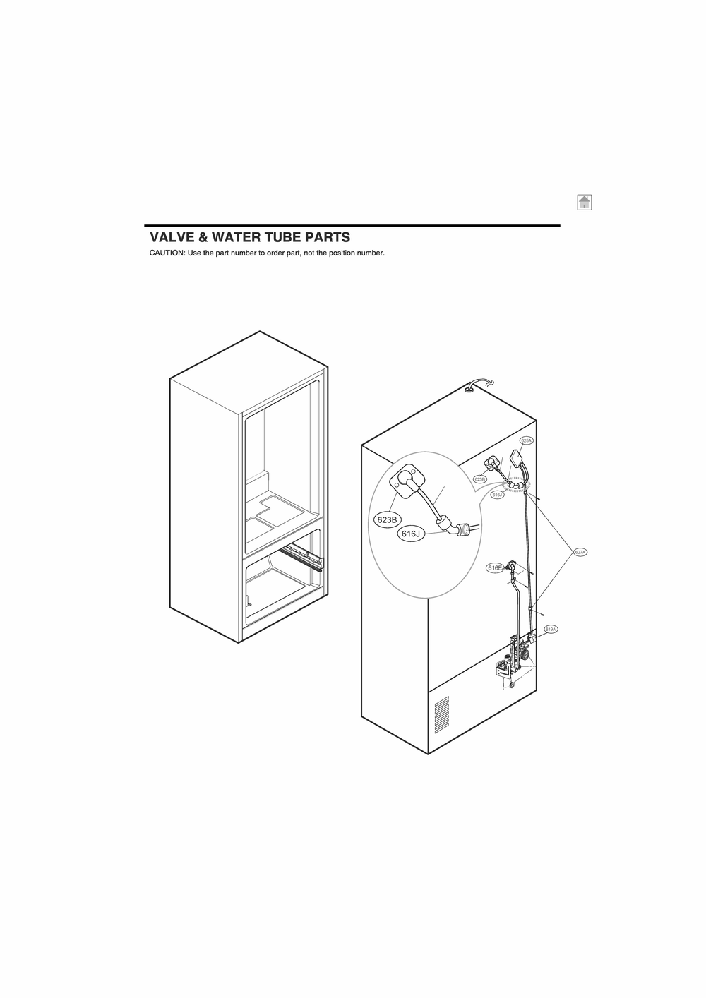 Valve And Water Tube Parts Diagram and Parts List for GR-F298NSSH ASTCNA4 LG Refrigerator