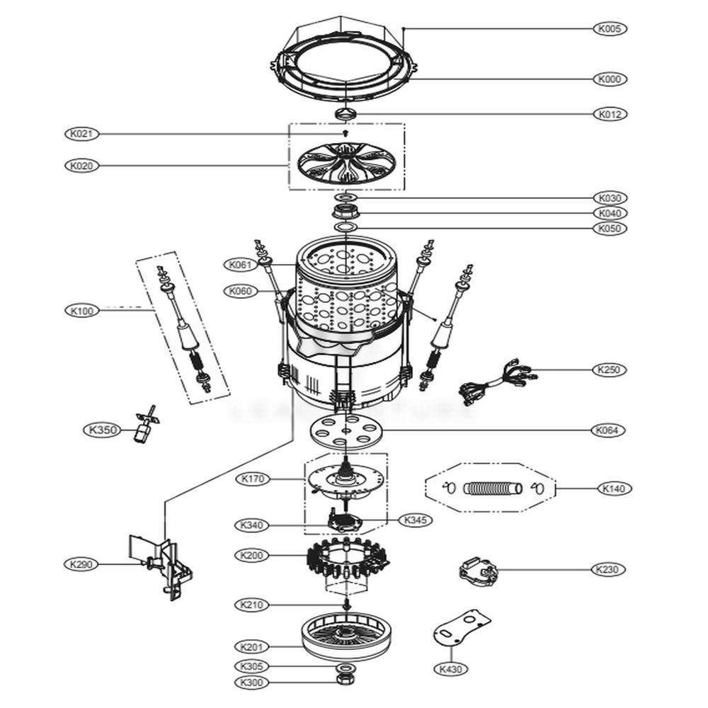 Tub Assembly Diagram and Parts List for WT5070CV ASSEPUS LG Washer