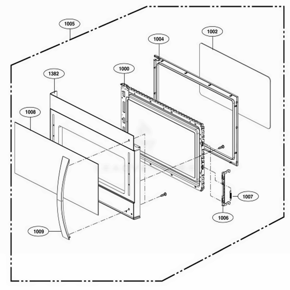 Door Parts Diagram and Parts List for 86019 ABKESEA LG Range