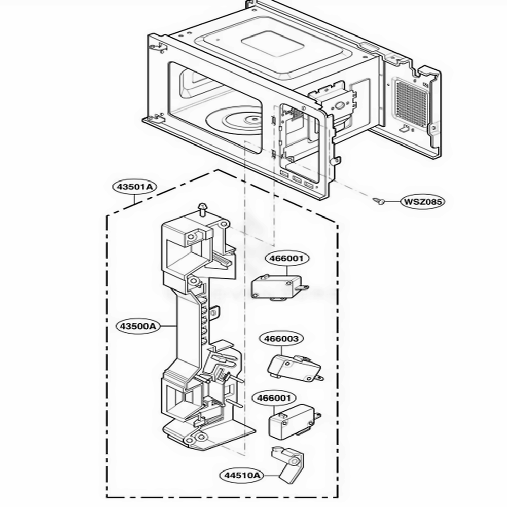 Latch Board Parts Diagram and Parts List for LMH1017CVW AW1ELGA LG Range