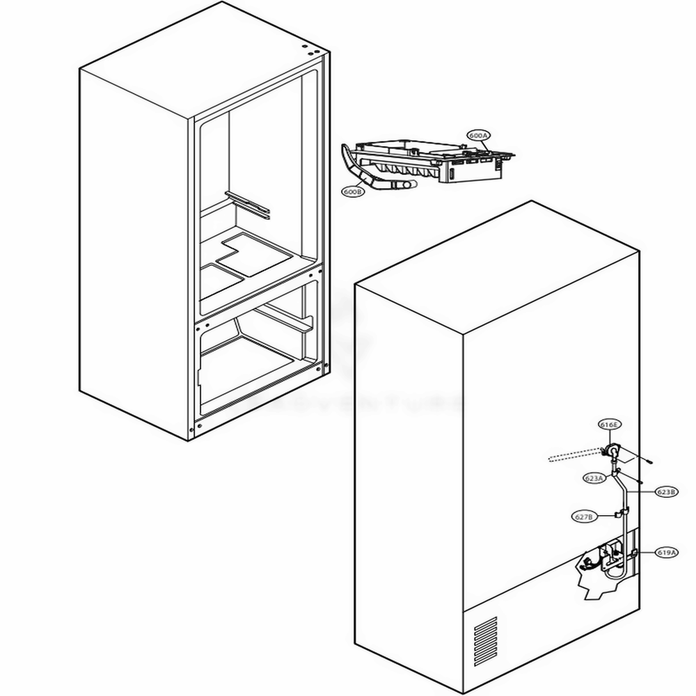 Water And Icemaker Parts Diagram and Parts List for LFC21776ST ASTCNA2 LG Refrigerator