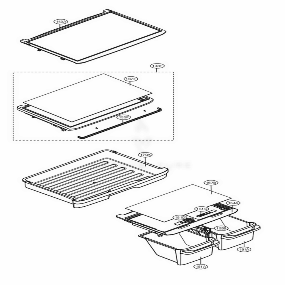 Refrigerator Parts Diagram and Parts List for LTCS24223B AWBCNA0 LG Refrigerator