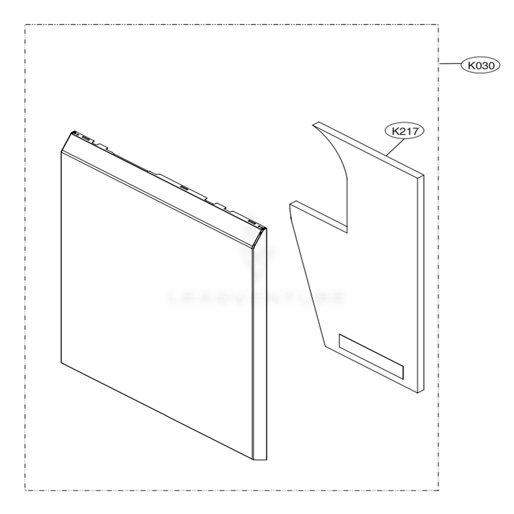Front Cover Assembly Diagram and Parts List for LUDP8997SN ASTEEUS LG Dishwasher