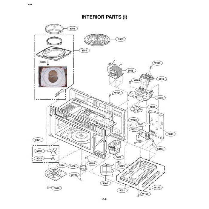 Section 5 Diagram and Parts List for LMVM2075SW AWHELGA LG Microwave Oven Combo