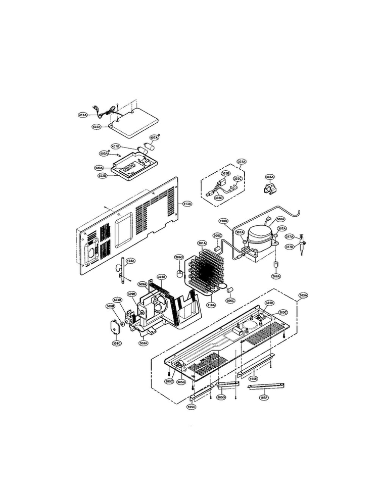 Compressor/condenser Diagram and Parts List for LRSPC2331BK  LG Refrigerator