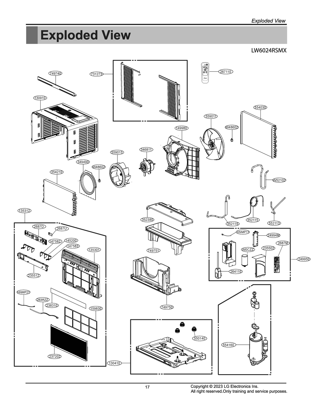 Lw6o24rsmx Diagram and Parts List for LW6024RSMX AT1AUSH LG Air Conditioner