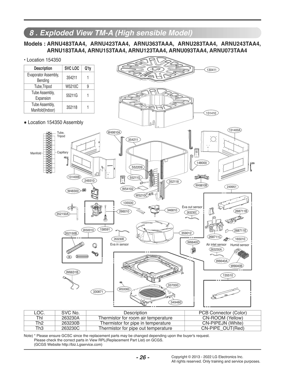 Diagram 1 Diagram and Parts List for ARNU073TAA4 ANWALUS LG Air Conditioner