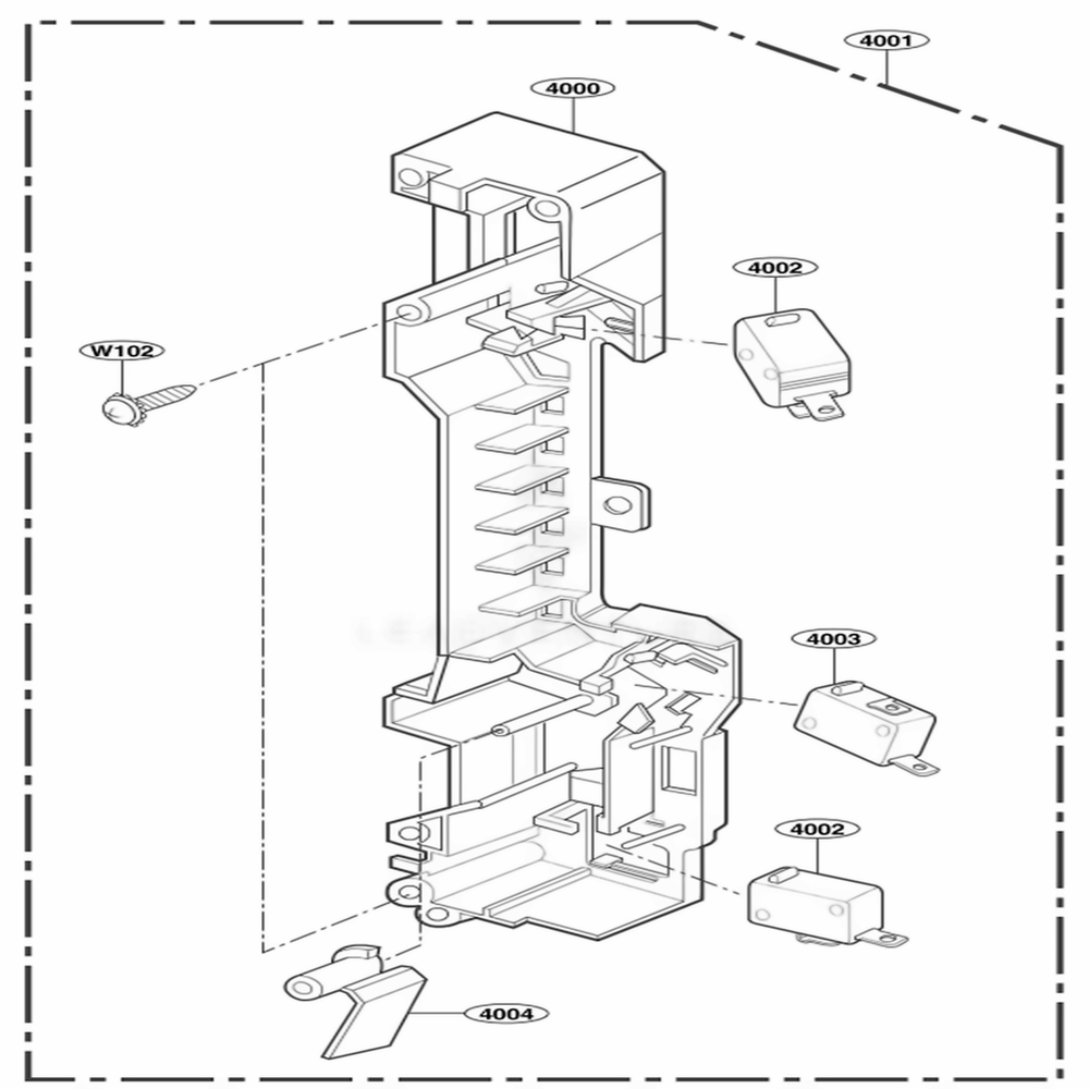 Latch Board Parts Diagram and Parts List for 80824 AB6ESEA LG Range