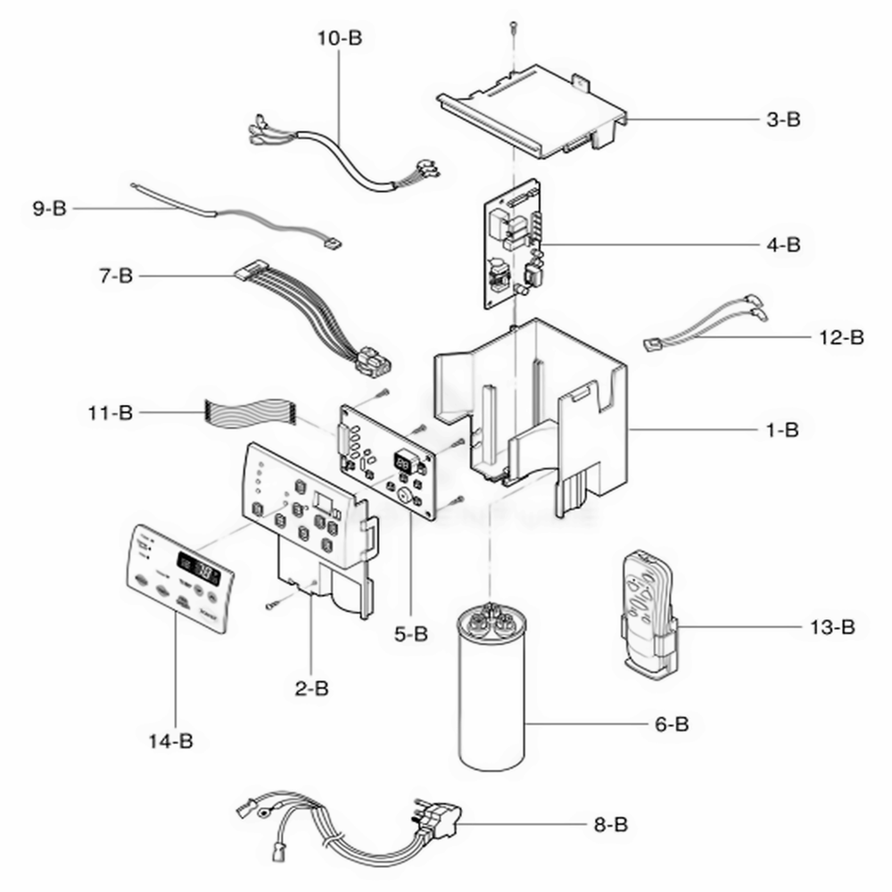 Control Box Assembly Diagram and Parts List for 580 AWYASRS LG Air Conditioner