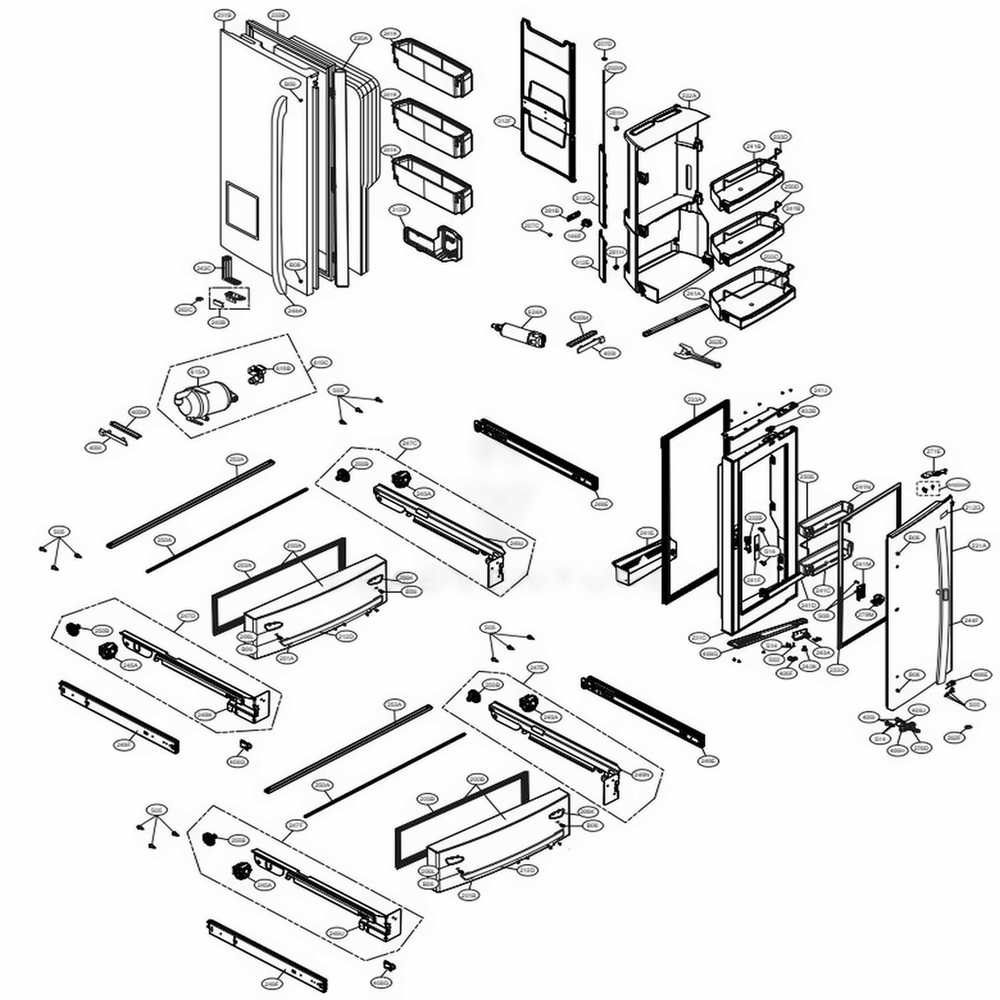 Door Parts Diagram and Parts List for LMX30995ST ASTCNA1 LG Refrigerator