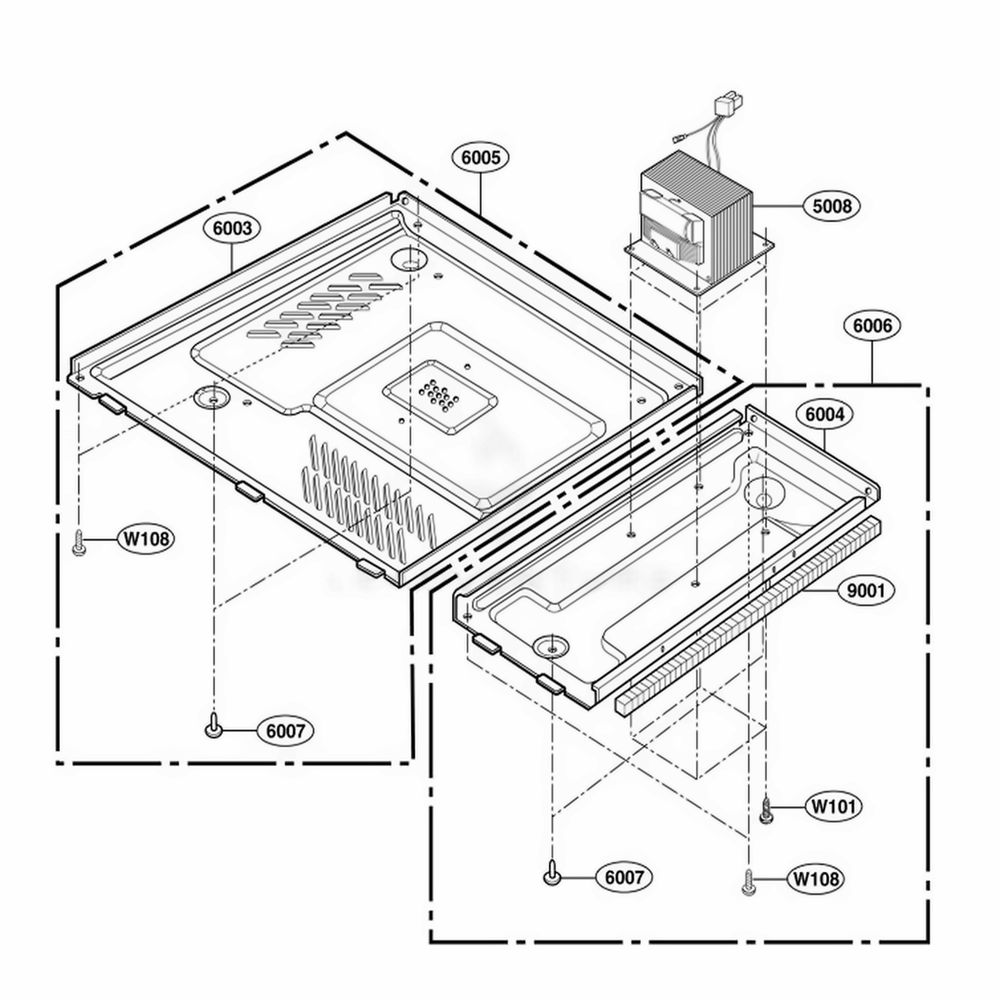 Base Plate Parts Diagram and Parts List for 62462 AWHESEA LG Wall Oven