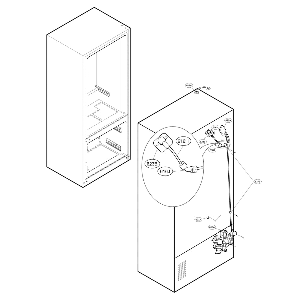 Valve And Water Parts Diagram and Parts List for LMXS28626S 00 LG Refrigerator