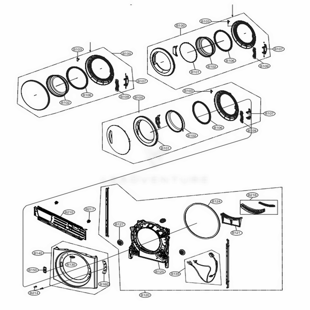 Cabinet Cover And Door Assembly Diagram and Parts List for DLEC885W ABWEEUS LG Dryer