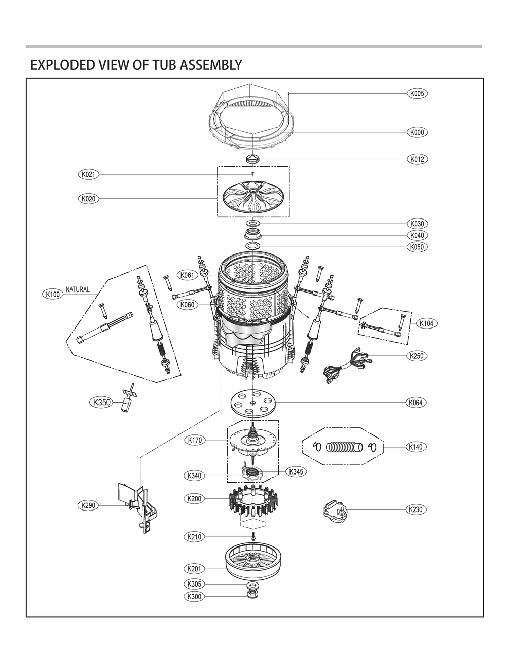 Tub Assembly Diagram and Parts List for T1660HGPP ABWEPEU LG Washer