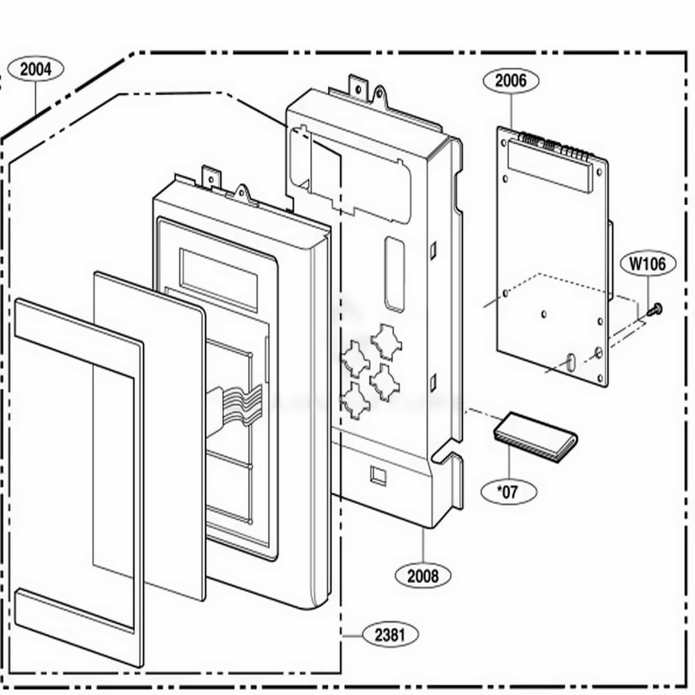 Controller Parts Diagram and Parts List for 80593 AS1ESEA LG Wall Oven