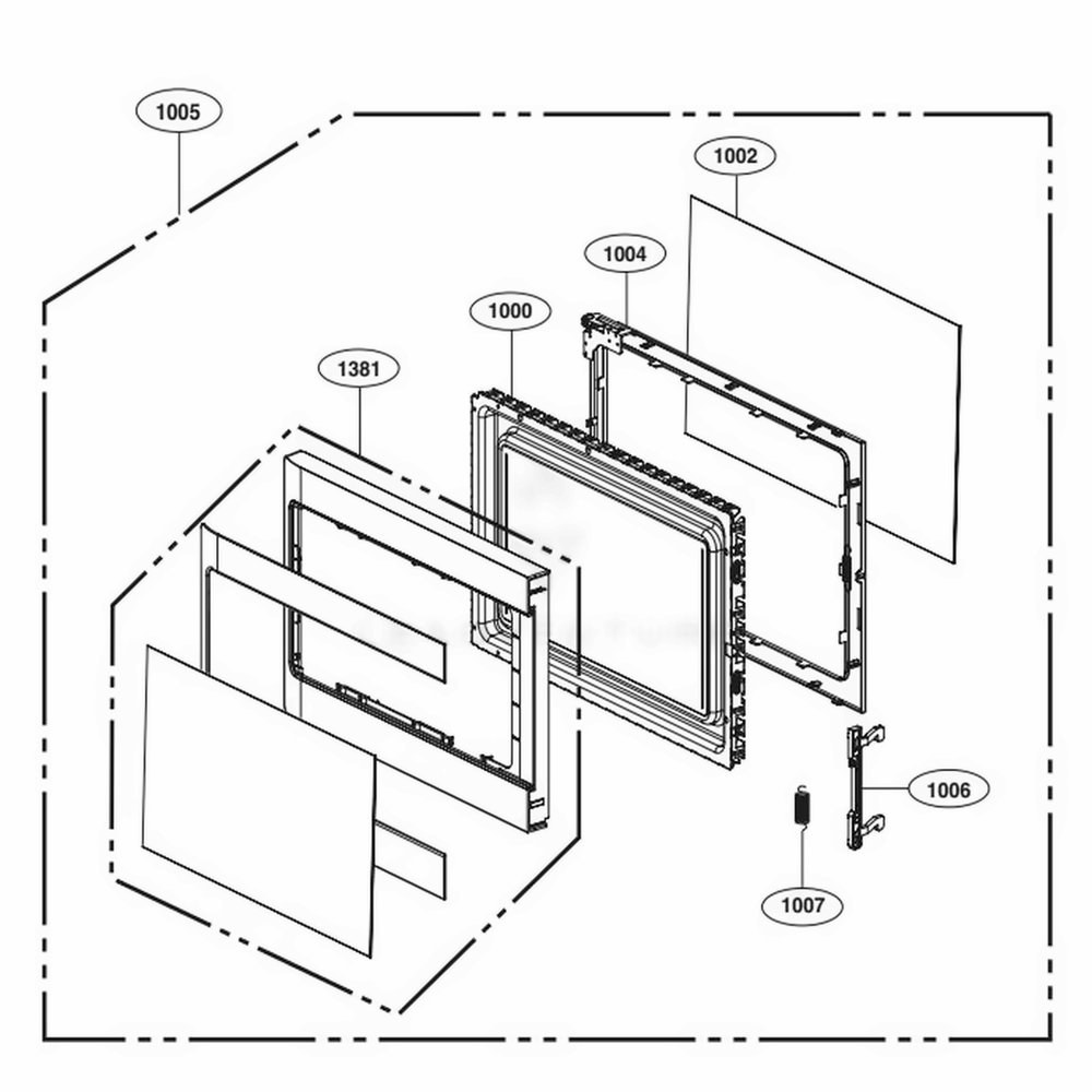Door Parts Diagram and Parts List for LCRT1513ST CSSETAR LG Microwave