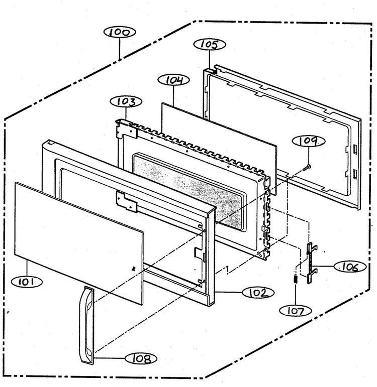 Door Parts Diagram and Parts List for MV-1320W  LG Microwave