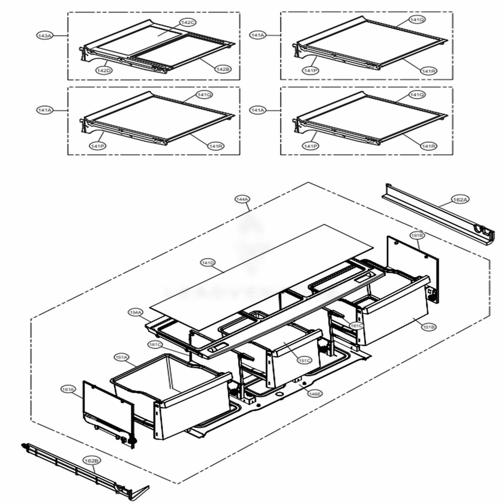 Refrigerator Parts Diagram and Parts List for LMXC23746S ASTCNA1 LG Refrigerator