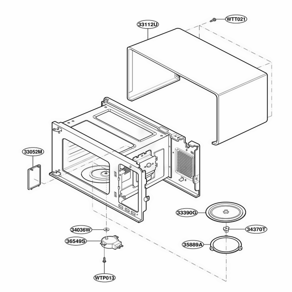Oven Cavity Parts Diagram and Parts List for 3WM2533E HM1QBAL LG Range