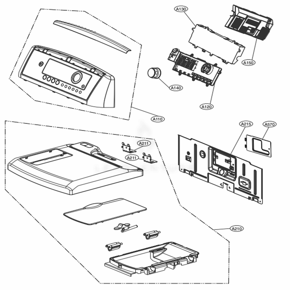Control Panel And Plate Assembly Diagram and Parts List for DLGX5681W ABWEEUS LG Dryer