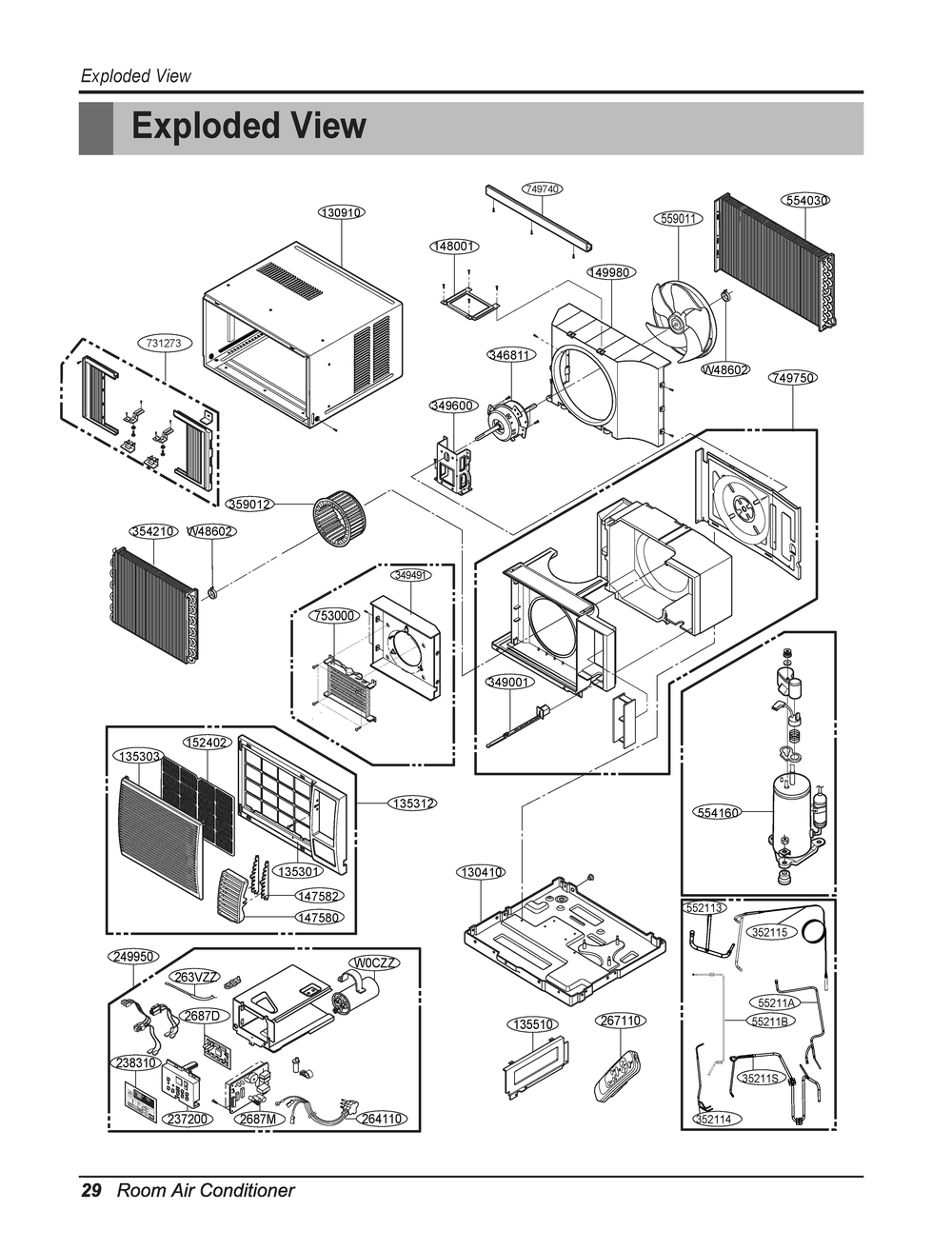 Diagram 1 Diagram and Parts List for UWX123CGMKD ASWAHDP LG Air Conditioner