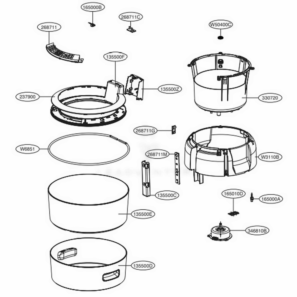 Cover Assembly Diagram and Parts List for AM501YWM1 AWTEUS LG Air Purifier