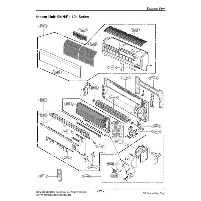 Section Diagram and Parts List for LSN090HE AWHAEUS LG Air Conditioner