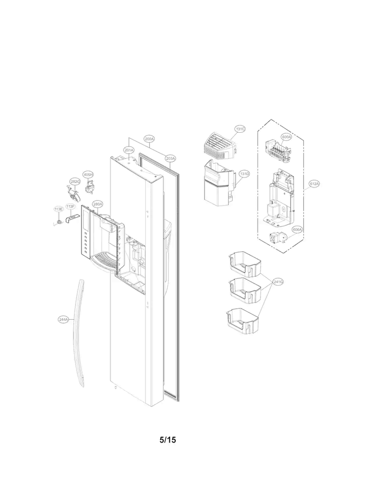 Freezer Door Parts Diagram and Parts List for LSXS26386S 00 LG Refrigerator