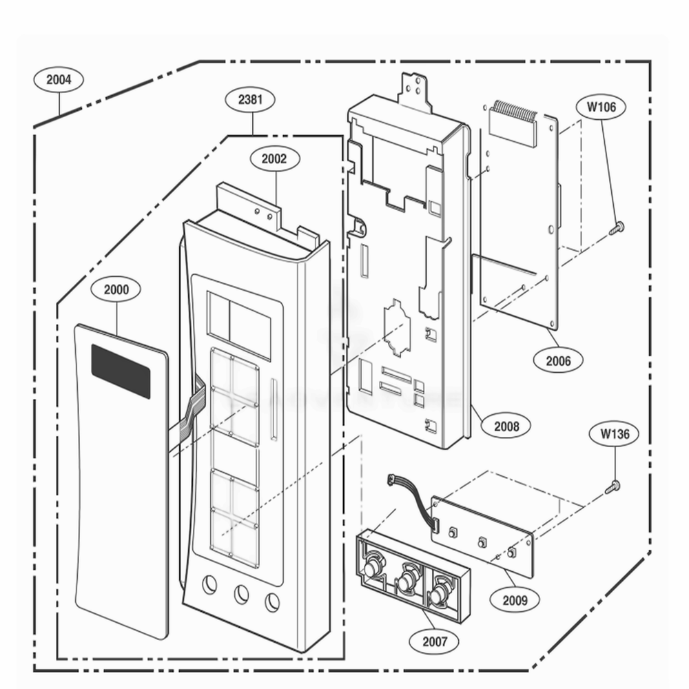 Control Parts Diagram and Parts List for 80822 AW1ESEA LG Wall Oven