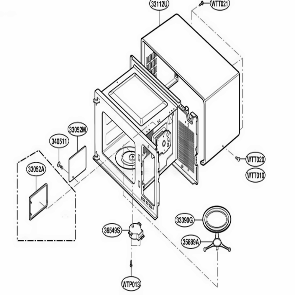 Oven Cavity Parts Diagram and Parts List for 89140 AMWESEC LG Range