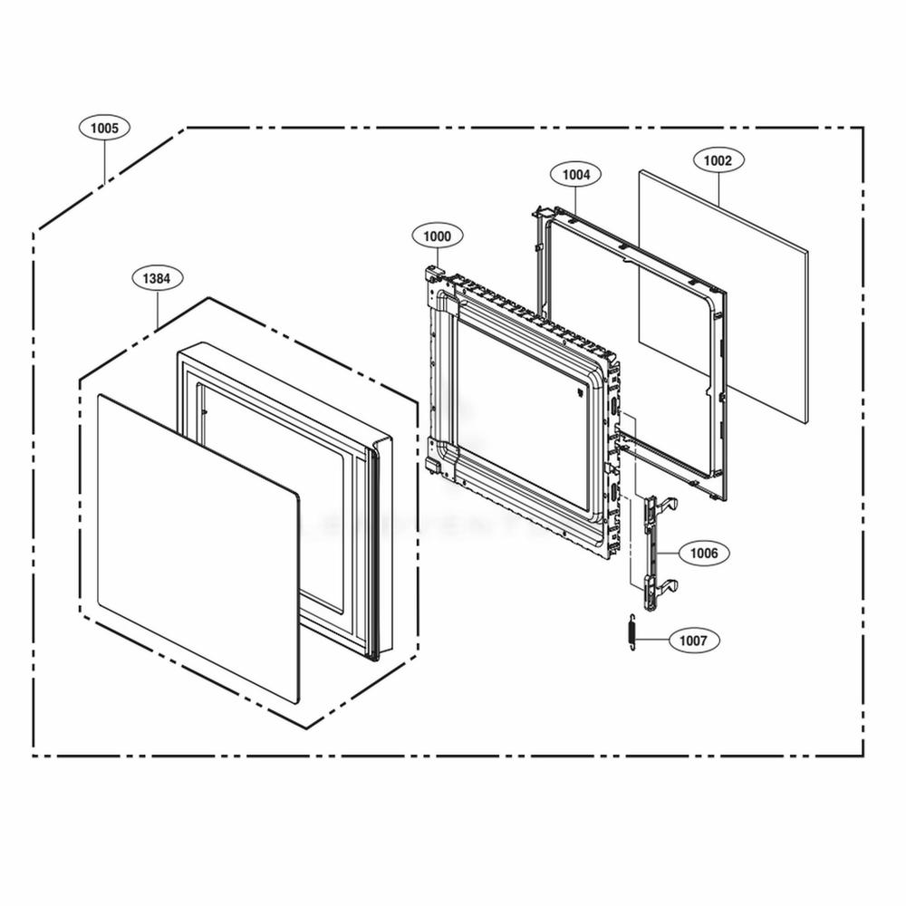 Door Parts Diagram and Parts List for LMC1375SB CB1ELNA LG Wall Oven